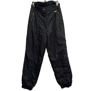 Vintage Ossi Ski Pants Womens 12 Waist 28 Black‎ Insulated Snow Skiwear Retro